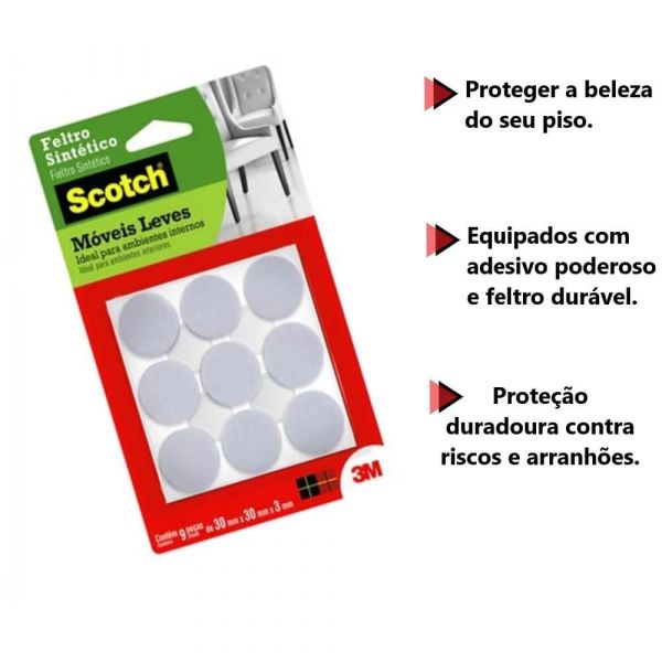 Feltro Branco Redondo Scotch G 3M Scotch