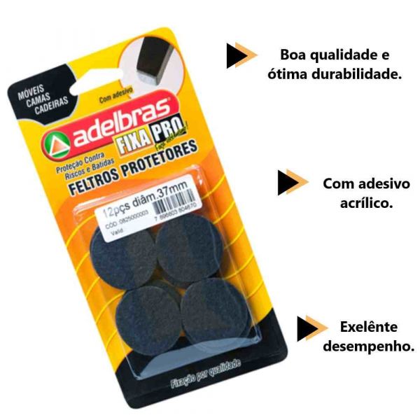 Feltro Diam 3,7cm com 12 Unidades Adelbras