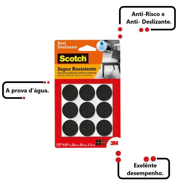 Feltro Preto Anti-Risco Redondo G Scotch 3M