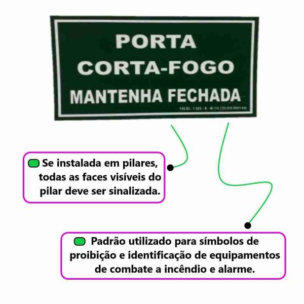 Placa de Sinalização 30 X 18 cm Luminescente Porta Corta Fogo