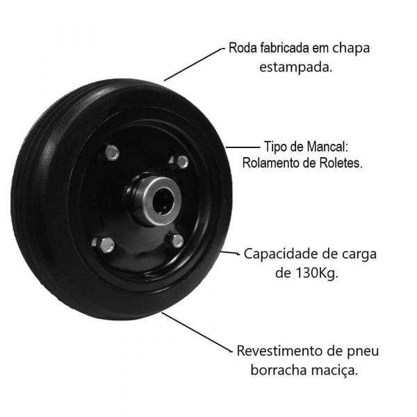 Roda Pu Maciça 300-8 Com Bucha e Rolete (4818) Colson