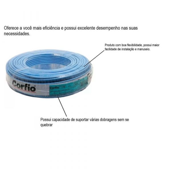 100 Metros Cabo Flexível 750V 100m Corfio Azul W0110-AZ