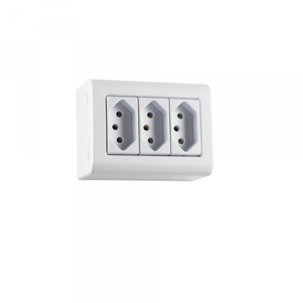 Caixa de Sobrepor com 3 Tomadas 2P+T 10 A 250 V LizFlex Branca Tramontina