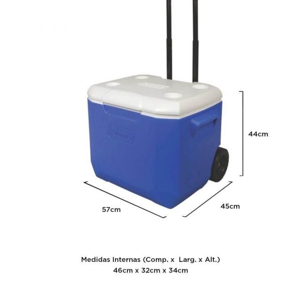Caixa Térmica Com Rodas 60QT 57 Litros Azul Invicta