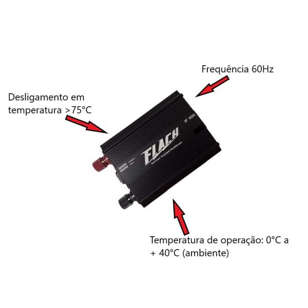 Inversor de Tensão 12V 220V 300W IF600 Flach