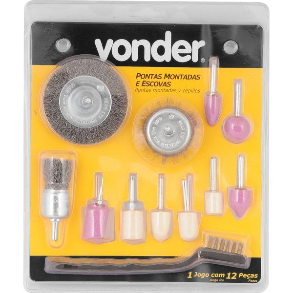 Jogo de pontas montadas e escova com 12 Peças- VONDER
