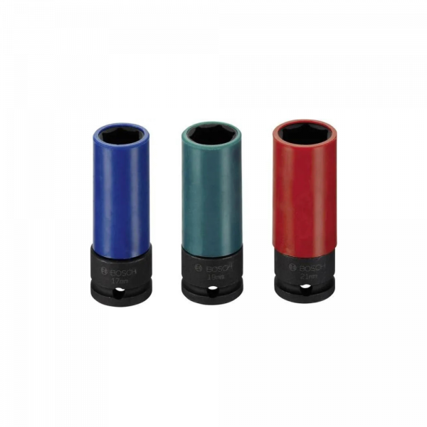 Jogo de Soquetes Bosch Impact Control 17/19/21mm, 85mm, encaixe 1/2