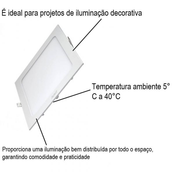 Luminária Led De Embutir Quadrado 6W 12X12 Avant