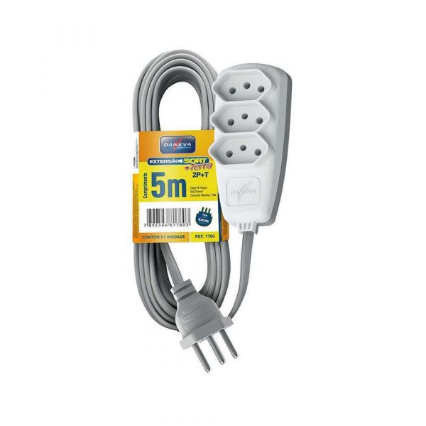 Extensão Elétrica 5 Metros 3X0,75mm Cabo PP Daneva