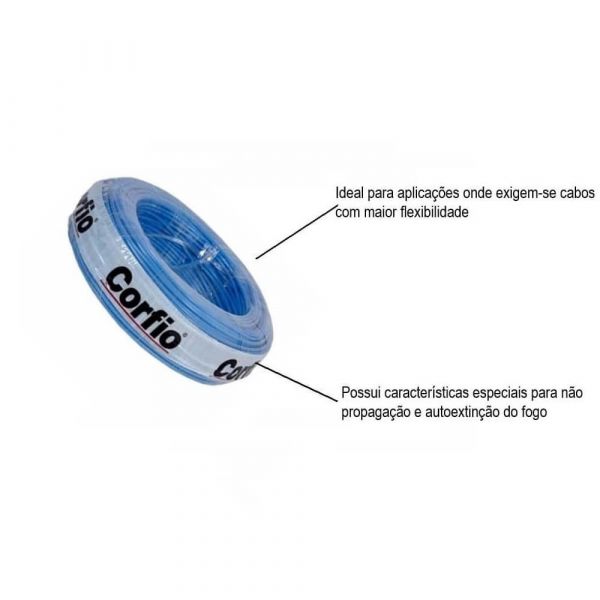 1 Metro Fio Flexível 6,00mm Azul 750V Corfio