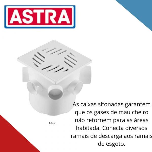 Caixa Sifonada Quadrada Branco 15X15cm Astra