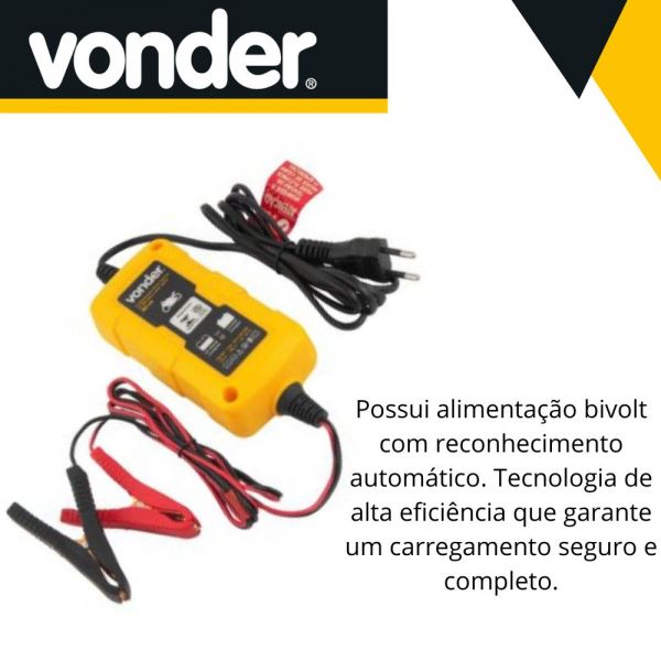 Carregador Inteligente de Bateria CIB 003 Moto Bivolt Vonder