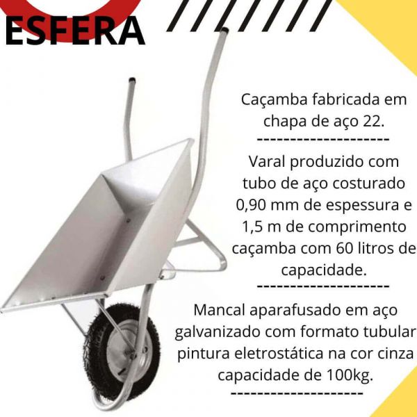 Carrinho Mão CH22 60li CZA G22 3,25x8 PF01020201