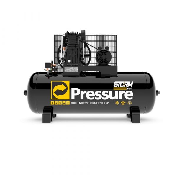Compressor de Ar Storm 600 Trifásico 20 Pés 200 Litros 220/380 V Pressure