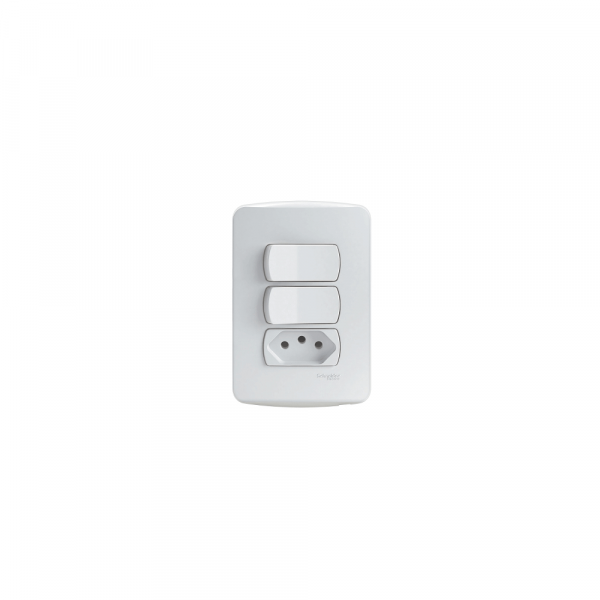 Conjunto Com 2 Interruptores Simples + 1 Tomada 10A Miluz Schneider Eletric S3B69050