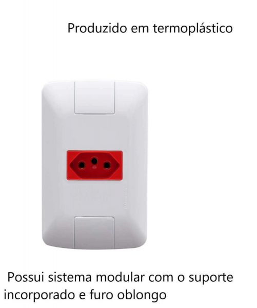 Conjunto 4x2 com 1 Tomada 2P+T Aria 20 A 250 V Branco e Vermelho Tramontina 57241015