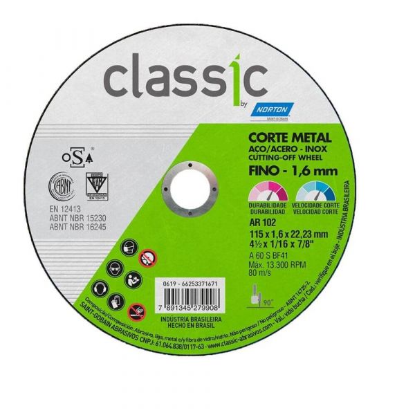 Disco De Corte Classic AR102 4.1/2X1/16X7/8  Norton