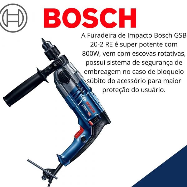 Furadeira de Impacto Bosch GSB 20-2 RE 800W 220V