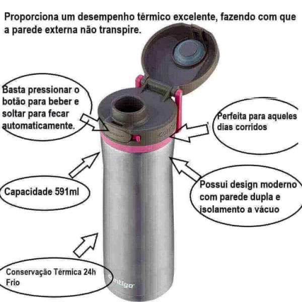 Garrafa Térmica Rosa Squeeze 591ml Contigo