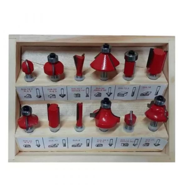 Jogo De Fresa 1/4 pol. Para Tupia 12 Peças Vip