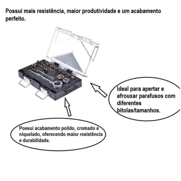 Jogo De Soquete Sextavado Com Encaixe 1/4