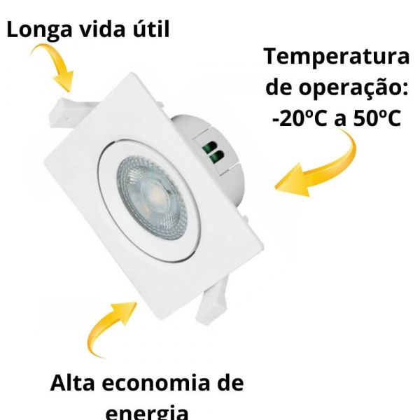 Luminária Spot Led Quadrado 4w Led 6500K G-Ligth