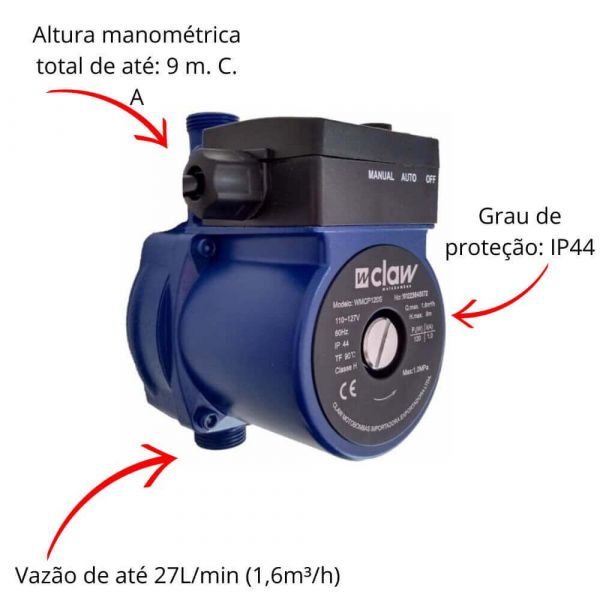 Motobomba de Circulação e Pressurização WMCP120S 220V Claw
