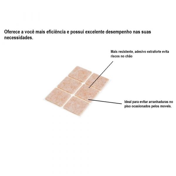 Protetor Adesivo Quadrado Em Feltro Para Móveis 25X25mm Bemfixa