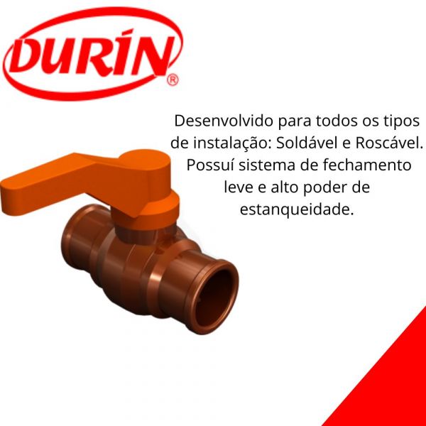 Registro Esférico Soldável Com Alavanca Marron 25mm Durin