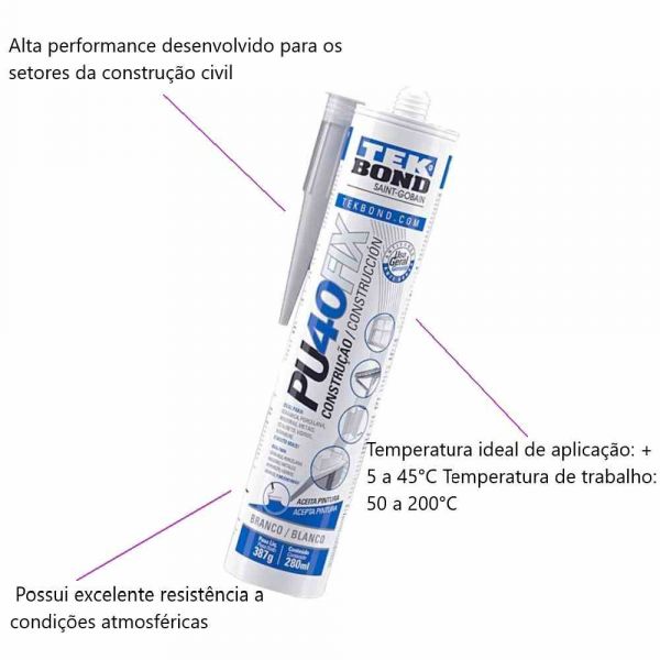 Silicone PU FIX Branco 389g TekBond