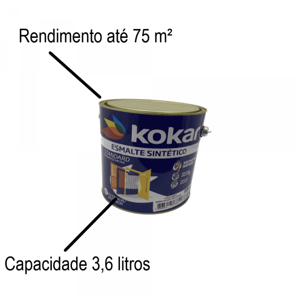 Esmalte Sintético Brilhante Cinza Médio 3,6 Litros Kokar Industria