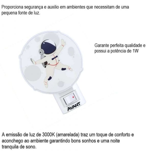 Luz Led Noturna Astronauta 1W Bivolt Avant