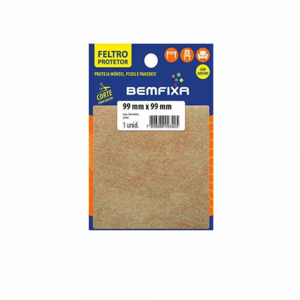 Protetor Adesivo Quadrado Em Feltro Para Móveis 99X99mm Bemfixa
