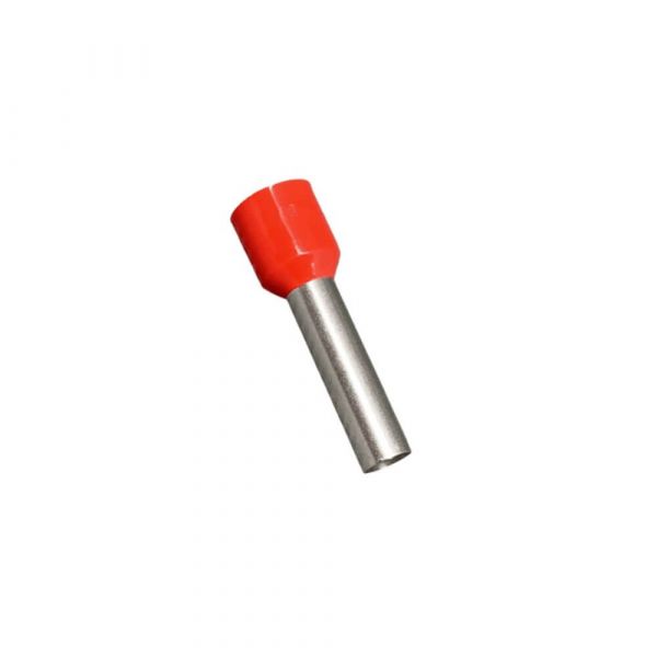 Terminal Tubular Ilhos Simples 10mm Vermelho Lukma