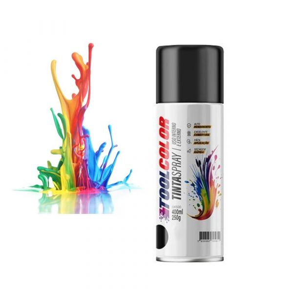 Tinta Spray Preto Fosco 400ml Toolcolor