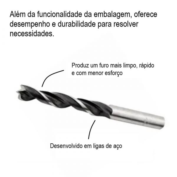 Jogo De Brocas - Madeira 3-10mm 8 Peças Fertak