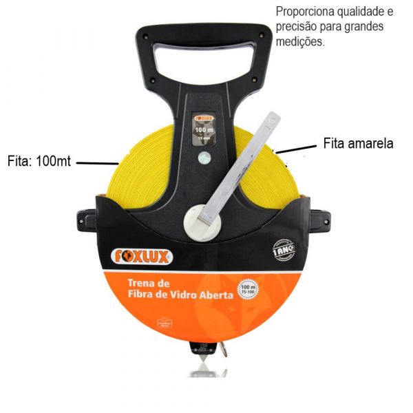 Trena De Fibra De Vidro Aberta 100mt Foxlux