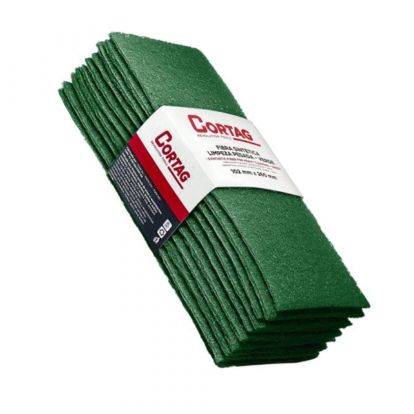 Fibra Sintética Verde para Limpeza Pesada 102mm X 260mm 10 Unidades Cortag