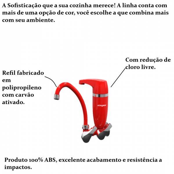Torneira de Parede Acqua Premium Vermelho Cromada com Filtro Acquabios