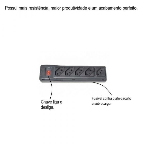Filtro De Linha 5 Tomadas Com Mini Disjuntor Upsai