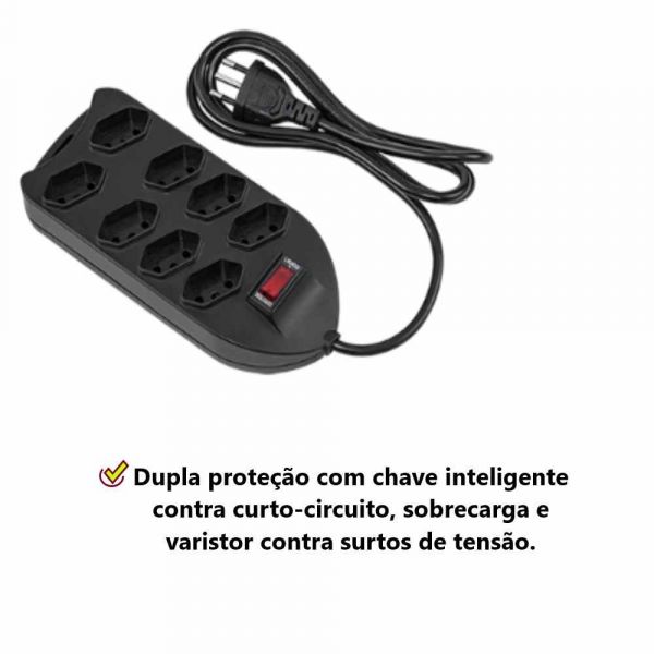 Filtro De Linha Protetor Preta 8 Tomadas Intelbras