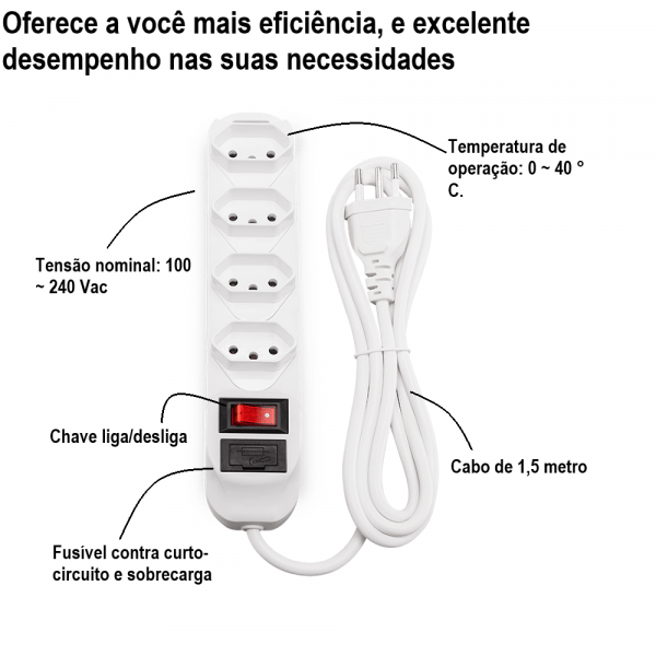 Filtro Protetor De 4 Tomadas EPE 1004 Intelbras