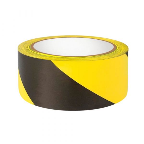 Fita Adesiva Demarcação Solo Zebrada Amarela Preta 48mm x 30M Adelbras