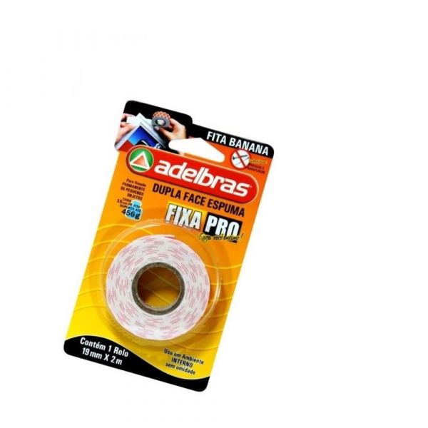 Fita Adesiva Dupla Face Espuma 19mm x 2m Fixa Pro Adelbras