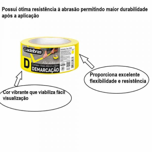 Fita Adesiva para Demarcação de Solo 910 48mmx14m Amarela Adelbras 0803050004