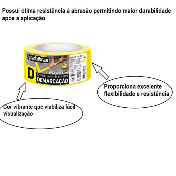 Fita Adesiva para Demarcação de Solo  48mmX30m Amarela  Adelbras