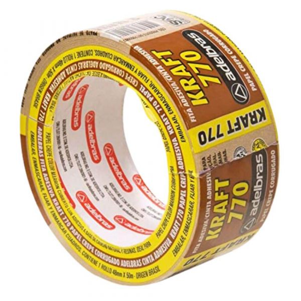 Fita Crepe Kraft Corrugada 48mmx50m Adelbras