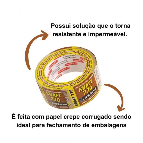 Fita Crepe Kraft Corrugada 48mmx50m Adelbras
