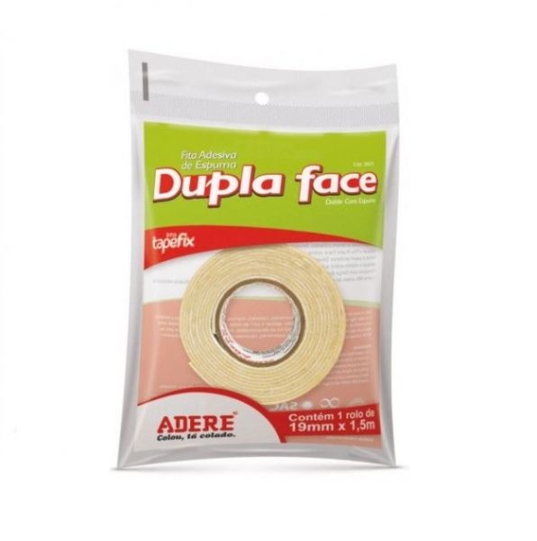 Fita Dupla Face Espuma 19mmX10mt Adere Blister