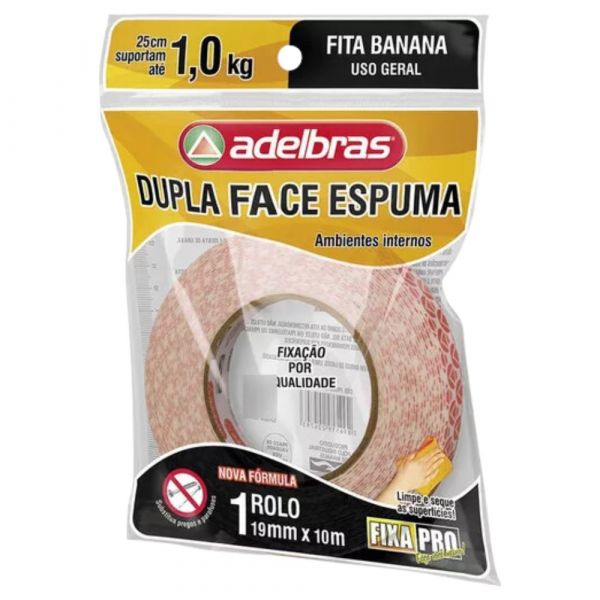 Fita Dupla Face Espuma 19mmX10m Adelbras